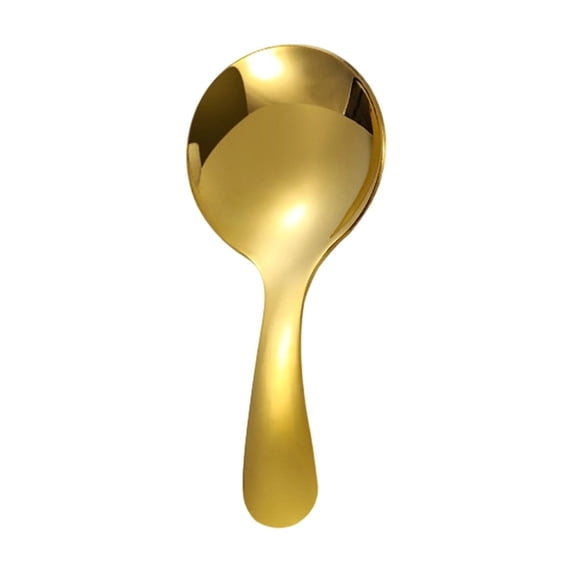 DAMAI Short Handle Stainless Steel Mini Spoon, Gold Stainless Steel Mini Scoops Thickened Small Round Spoon Small Coffee Scoops for Canisters Salt Sugar Coffee Tea Condiments Desserts Candy