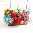 thumbnail image 1 of DAMAI Silk Peony Rose Bouquet 5 Heads 4 Buds Christmas Decorations for Home DIY Living Room Fake Flowers Wedding Holiday Supplies, 1 of 3
