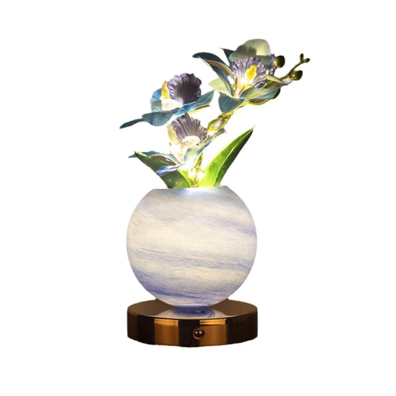 DAMAI Simulated Phalaenopsis Orchid Table Lamp, Soft Warm Ambient Lighting with Silk Flower LED Glow & Glass Design, Desktop Mood Lamp for Bedroom Living Room Office Decor