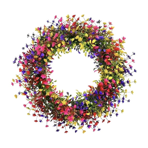 DAMAI Simulation Baby's Breath Wreath with eucalyptus leaves,Durable and Stable Beautiful Artificial Spring/Summer Greenery Flowers Wreath for Porch Farmhouse Wall Window Outdoor Decor