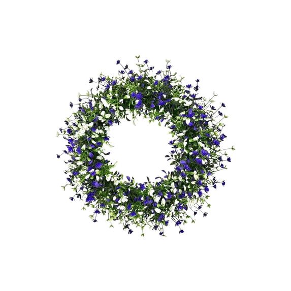 DAMAI Simulation Baby's Breath Wreath with eucalyptus leaves,Durable and Stable Beautiful Artificial Spring/Summer Greenery Flowers Wreath for Porch Farmhouse Wall Window Outdoor Decor