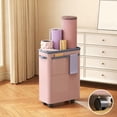 thumbnail image 1 of DAMAI Slim Laundry Hamper with Side Handles, Collapsible Laundry Baskets With Caster wheel, Narrow Foldable Hamper for Laundry Room, Bathroom, Bedroom, and Living Room(Pink), 1 of 6