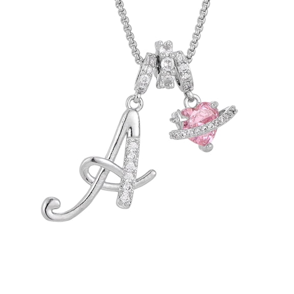DAMAI Sliver 3-Layering Initial A-Z Letter Pendant Necklaces, 26 Letters and Hearts Pendant, Personalized Heart Dainty Birthday Necklace Gifts for Women
