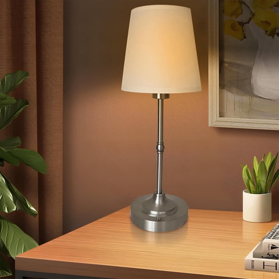 DAMAI Small Cordless Table Lamp with Dimmer, Swedish Design LED Touch Lamp with Fabric Lampshades, Bedside Night Lamp can Stepless Dimming, Table Lamp for Restaurant Bedroom Offices Cafe