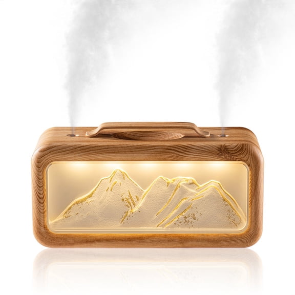 DAMAI Snow Mountain Dual Spray Humidifier, 600ML Dual Spray Modes & 3 Color Lights, USB Aromatherapy for Bedroom, Office, Yoga, Home Decor Gift