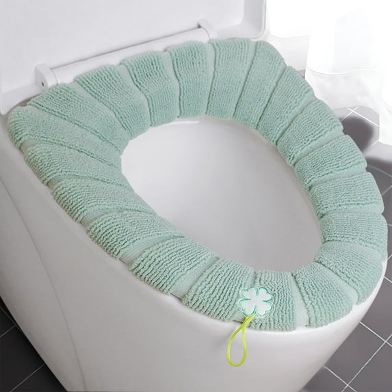 DAMAI Soft Toilet Seat Cover Pads,Stretchable Washable Toilet Seat Cushion Cover with Handle,Warmer Toilet Seat Cushion Cover Washable Fiber Cloth, Easy Installation Comfortable Toilet Lid Seat Cover