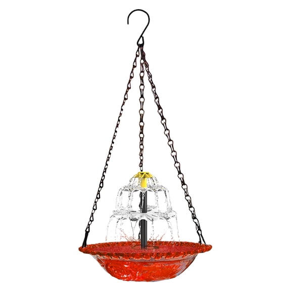 DAMAI Solar Cascade Hanging Bird Bath Fountain, Outdoor Hanging Bird Bath with Glass Bowl, Hanging Hummingbird Bird Bath Fountain for Garden Patio Yard Balcony Wild Birds