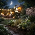 thumbnail image 1 of DAMAI Solar Halloween Ghost & Pumpkin Moon Garden Stake Light,Metal Crescent Frame With Reading Ghost Figurine with Hanging Pumpkin Lantern, Decoration for Lawn Patio Yard Garden Outdoor, 1 of 9