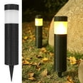 thumbnail image 1 of DAMAI Solar Powered Pathway Lights - Column Outdoor LED Lights, Auto Off Solar Outdoor Stake Light with Imitation Rattan Design for Yard, Drive, Path or Landscape Lighting (Black), 1 of 9