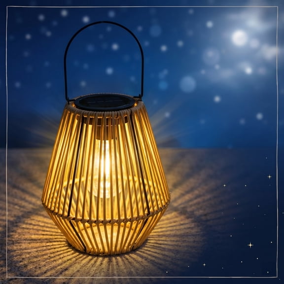 DAMAI Solar Rattan Wicker Lantern, HandWoven Outdoor Hanging Lantern With Warm LED Bulb, WeatherResistant Lamp For Patio Porch Garden Tabletop Balcony Decor