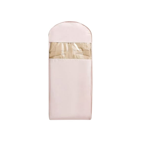 DAMAI Space Saving Hanging Garment Bag with Self Compression Zipper,Space Saving Hanging Protector for Down Coat,Down Coat Compression Dust Cover for Closet Storage(Pink, X-Large) 