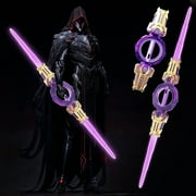 DAMAI Spark Effect Sword, Retractable 7 Light Color Sword, 2 in 1 Dueling Swords RGB Double-Blade with Sound Effects & Fingertip Rotation for Rave, Display