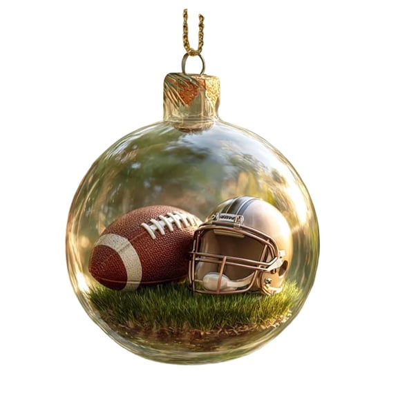 DAMAI Sports Holiday Ornament 2026, 3D Glass Ball Glass Decorations Christmas Ornaments Balls, Stereoscopic Glass Keepsake Ornaments for Xmas Tree & Home Décor, Perfect Memorial Gifts(Rugby)