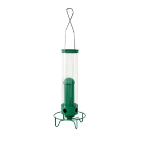 DAMAI Squirrel Proof Bird Feeders for Outdoors Flipper, Collapsible Perches Rotating Metal Base with 4 Ports & Anti Squirrel Ring Device, Hanging Wildlife Feeder for Garden Balcony Terrace