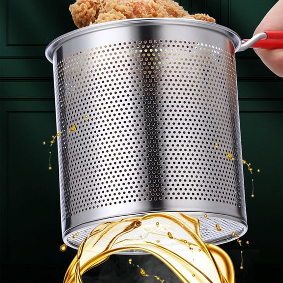 DAMAI Stainless Steel Deep Frying Pot with Fry Basket Versatile Cooking Pot Small Stainless Steel Deep Frying Pot, Frying Pan with Strainer Basket& Glass Lid for Kitchen Fries and Chicken