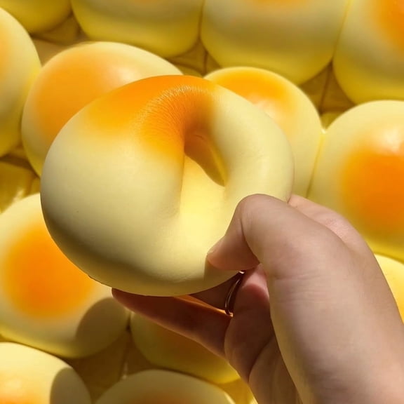 DAMAI Sticky Bread Slow Rising Squishy, Silky Smooth Realistic Toast Shaped Slow Rise Squishies, Round Bread Squishy Food Squishies for Adults