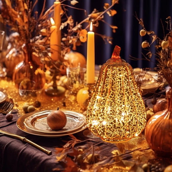 DAMAI Twinkle LED Starry Night Pumpkin,2025 New Mercury Glass Pumpkin Light with Timer,Fall Halloween Decorations for Home Bedroom Hallway Thanksgiving Table Decor