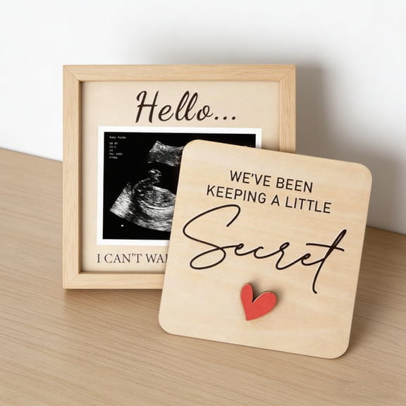 DAMAI Ultrasound Photo Frame Pregnancy Announcement, Wooden Keepsake Box with Memorial Display Design & Personalized Frame, Expecting Parents Nursery Decor Gift for Couples
