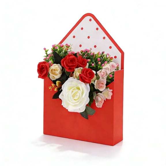 DAMAI Valentine Envelope Boxes, Valentine Envelope Gift Box, Valentines Day Flower Bouquet Package Gift Folding Paper Boxes for Wedding Birthday Festival Party Decoration(A)