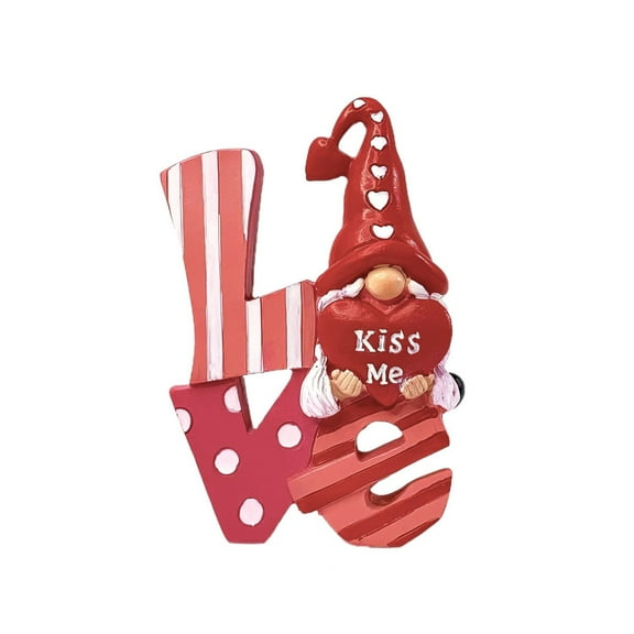 DAMAI Valentine Gnome with Love Sign,Valentine’s Day Vintage Handmade Resin Gnome Figurine for Home Coffee Bar Decor, Mini Lover Gnomes Gifts for Christmas Holiday Xmas Party