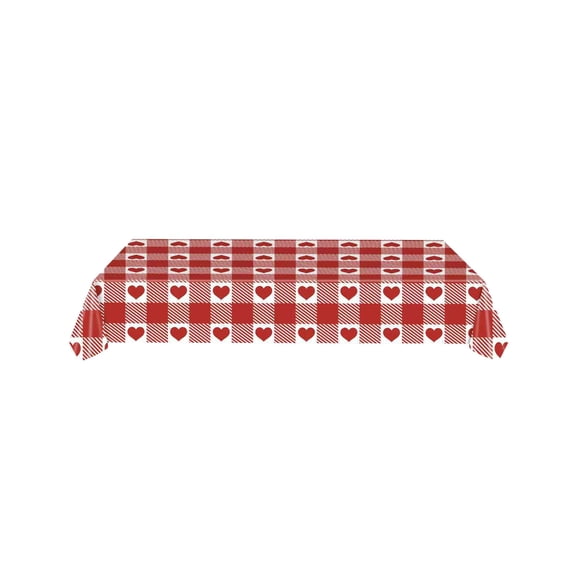 DAMAI Valentine's Day Plastic Tablecloth Love Heart Romantic Rectangular Table Cloths Red White Tablecovers for Valentines Wedding Engagement Anniversary Galentines Mother's Day Party Decorstions