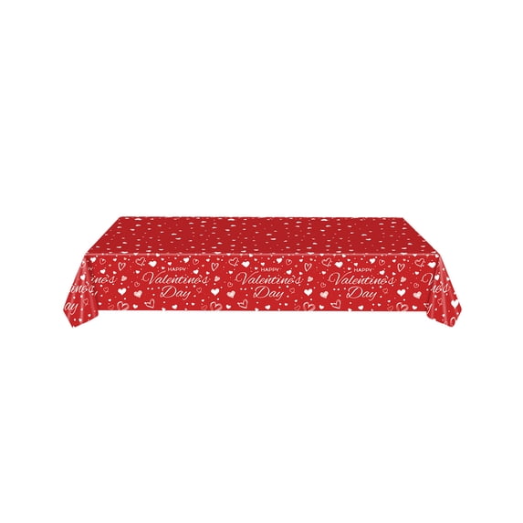 DAMAI Valentine's Day Plastic Tablecloth Love Heart Romantic Rectangular Table Cloths Red White Tablecovers for Valentines Wedding Engagement Anniversary Galentines Mother's Day Party Decorstions