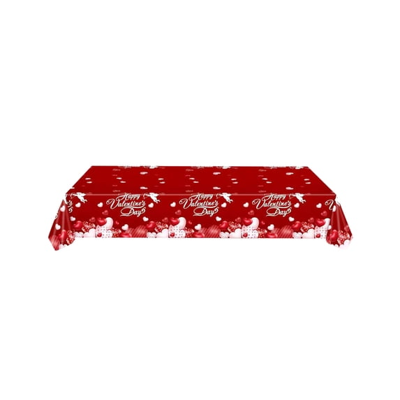 DAMAI Valentines Day Tablecovers Love Plastic Table Cloths Cupid Bow Arrow Love Rectangular Tablecloth Pink Red Heart Table Covers for Wedding Engagement Anniversary Galentines Picnic Party Supplies