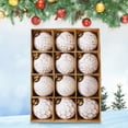 thumbnail image 1 of DAMAI Vintage Rustic Christmas Ball Ornaments, 12Pcs 3.14inch Large Shatterproof Neutral White Hanging Ornaments, Farmhouse Holiday Ornaments for Xmas Tree Outdoor Indoor Family Party Decor, 1 of 7