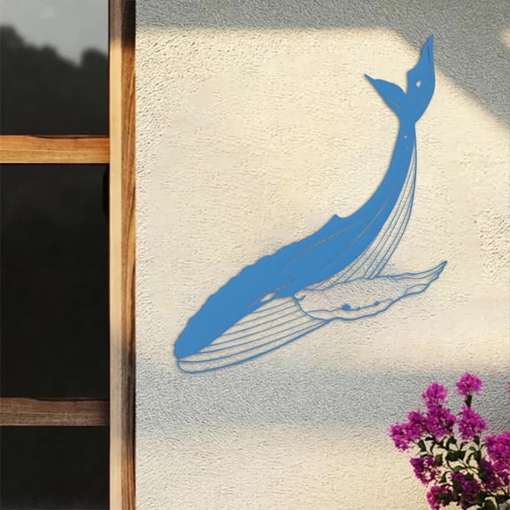 DAMAI Whale Metal Wall Decor, Colorful Iron Wall Art Sculpture with Waterproof Outdoor Design & Ocean Theme Finish, Modern Yard Balcony Bedroom Living Room Decoration for Patio Garden Fence Gift