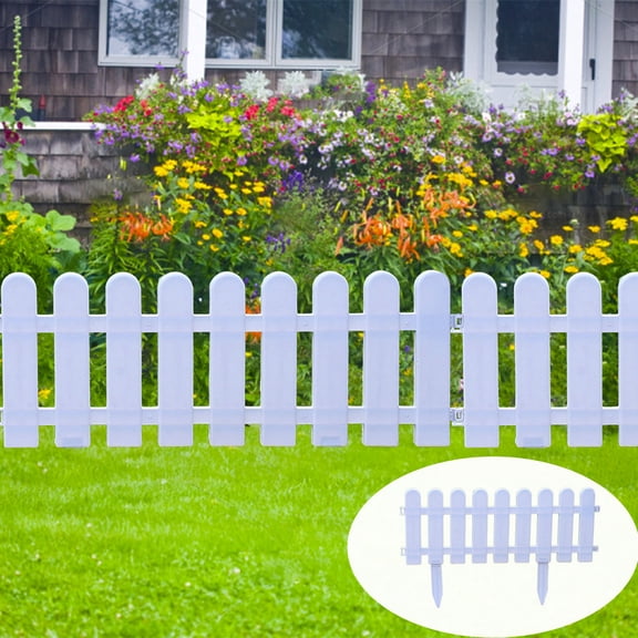 DAMAI White Plastic Garden Fence - Picket Fence Edging for Lawns, Flowerbeds, and Plant Borders - Decorative Yard Fencing - Lawn Plastic Garden Fences with Insert, 16.69" L x 7.87" H