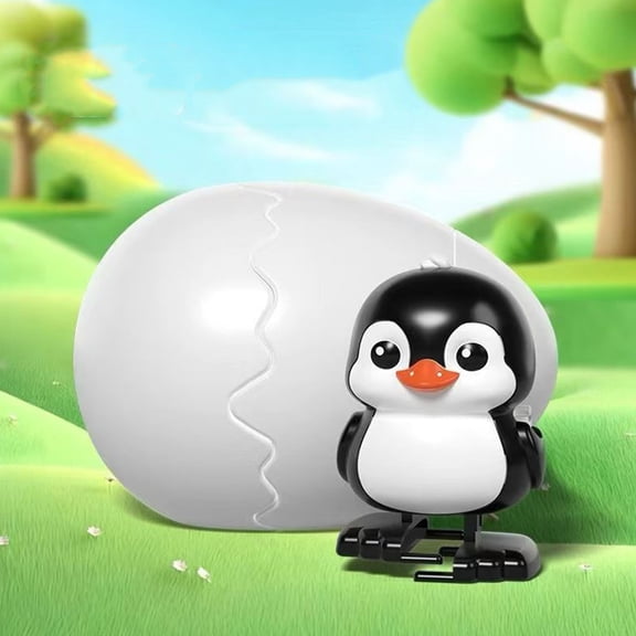 DAMAI Wind-Up Animal Hatching Surprise Egg, Rotate The Egg to Hatch a Walking Animal, Eggshells Pop Open & Automatic Walking Hatchlings, Fun Party Favors Gag Gift (Penguin)
