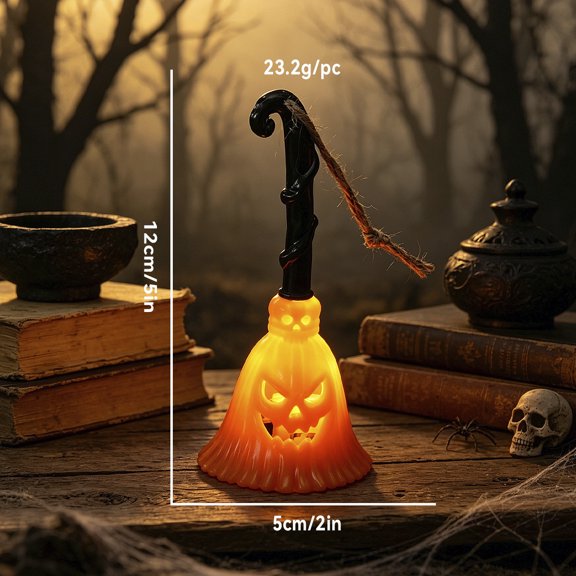 DAMAI Witch Broom Pumpkin Lights,umpkin Face Pattern Night Light with Battery Operated,Tabletop Decor for Bedside Nightstand Window Dinner Party Favor