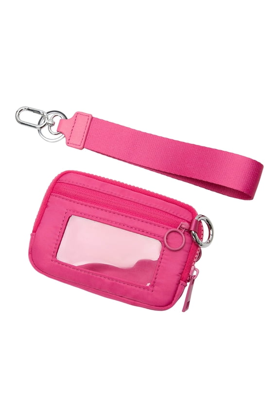 Women'S Waterproof Nylon Keychain Wallet, Pouch Wristlet Zip Card Case with ID Window, Waist Bag Short Wallet Water Resistant Chest Bag