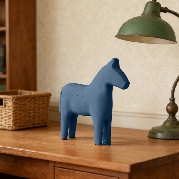DAMAI Wooden Horse Figurine Mini Swedish Dala Pure Color Horse Statue Pinewood Hand Painted Nordic Style Horse Figurine for Family Living Room, Entrance Door, Desk, Cabinet, Bookshelf, Home, Office