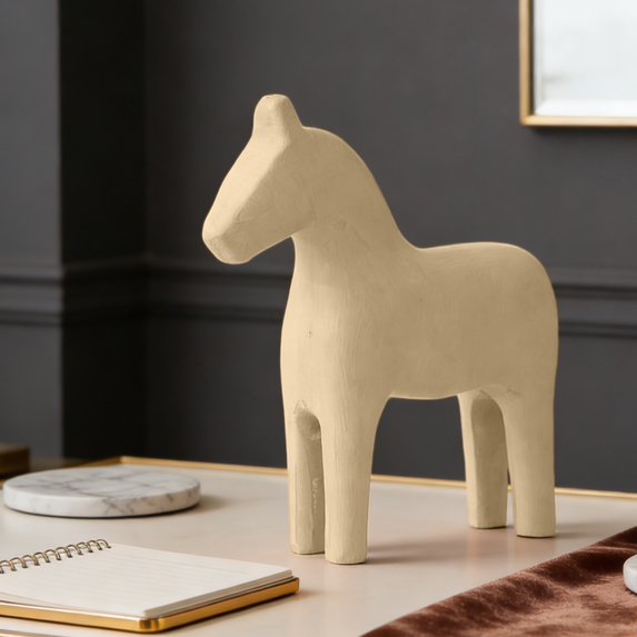 DAMAI Wooden Horse Figurine Mini Swedish Dala Pure Color Horse Statue Pinewood Hand Painted Nordic Style Horse Figurine for Family Living Room, Entrance Door, Desk, Cabinet, Bookshelf, Home, Office