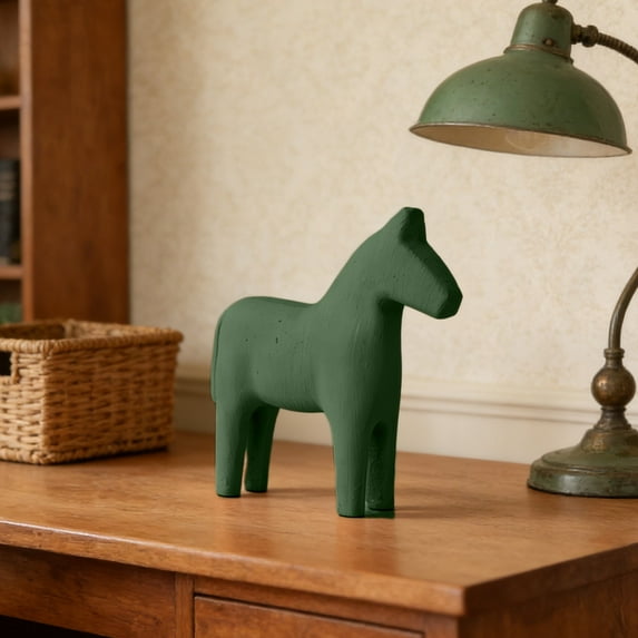 DAMAI Wooden Horse Figurine Mini Swedish Dala Pure Color Horse Statue Pinewood Hand Painted Nordic Style Horse Figurine for Family Living Room, Entrance Door, Desk, Cabinet, Bookshelf, Home, Office