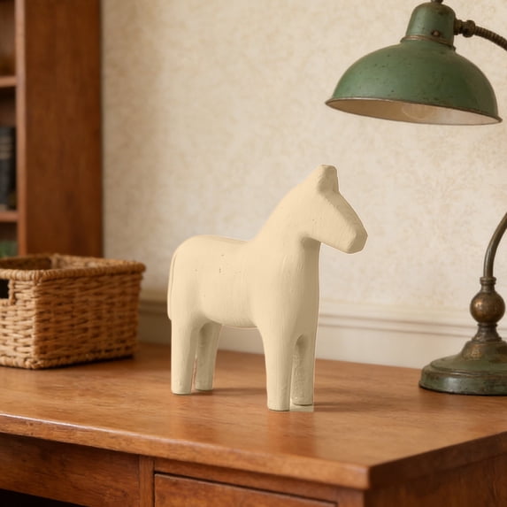 DAMAI Wooden Horse Figurine Mini Swedish Dala Pure Color Horse Statue Pinewood Hand Painted Nordic Style Horse Figurine for Family Living Room, Entrance Door, Desk, Cabinet, Bookshelf, Home, Office