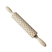 DAMAI Wooden Rolling Pin, Baking Engraved Embossing Rolling Pin Cookie Stamps Roller Square Grid Cookies Mold Kitchen Decor Tools, Christmas Valentines Day DIY Cookies Dough Roller Baking Tool