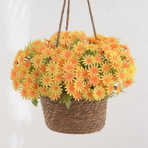 DAMAI Yellow Bouquet Daisy Artificial Flowers Small Colorful Daisy Flowers Bouquet, Artificial Simulation Handheld Silk Daisy Wedding Bouquet Home Decor Vase Garden Festival