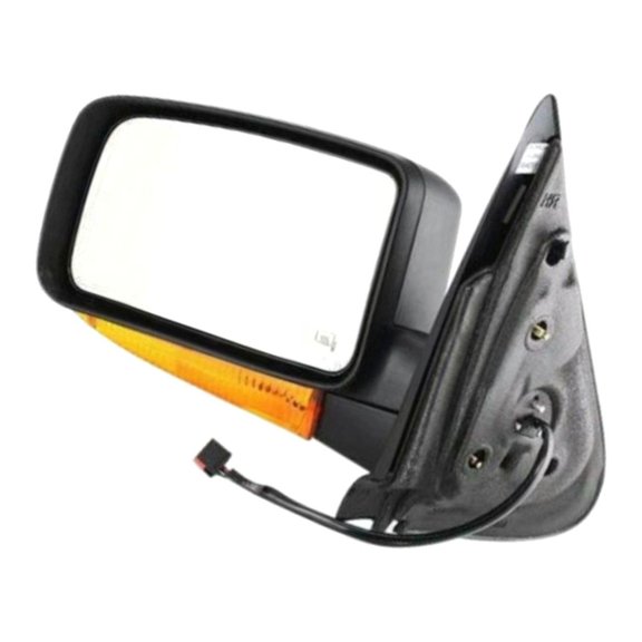DAMAIJOY 1pc Left Driver Side Textured Black Power Heated Operate Manual Folding Exterior Door Rear View Mirror Front for Ford for Expedition 2003-2006 Without Auto-Dimming with Puddle Light