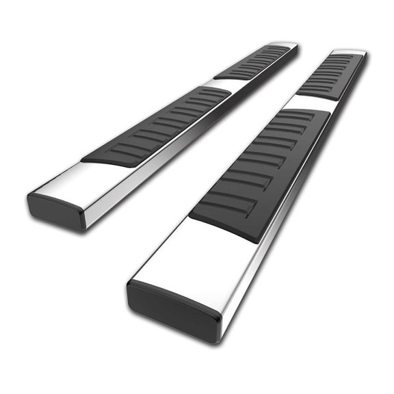 DAMAIJOY 2pcs 6" Steps Bars Running Boards Driver Passenger Left Right Side Rectangular Stainless Steel ABS Plastic Polished for GMC,for Chevy Double Cab E03SS0113