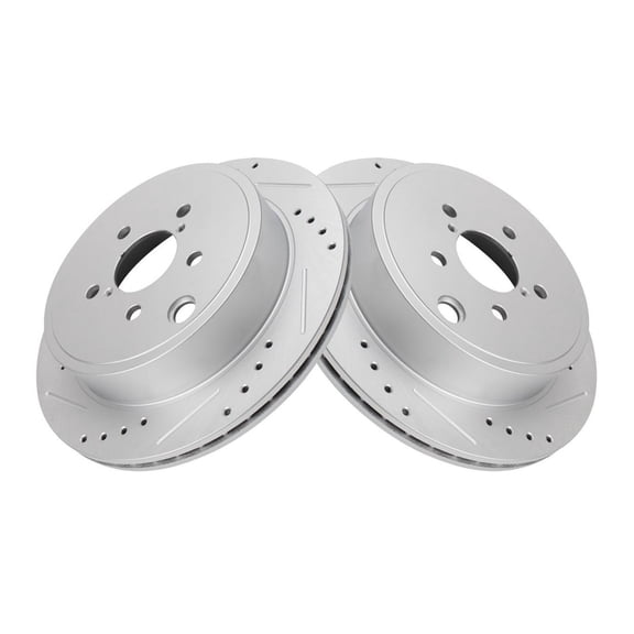 DAMAIJOY 2pcs Disc Brake Rotor Set Assembly Rear Left Right Cast Iron Drilled Slotted Coated 5-Stud Hole Quantity for Outback for Legacy for BRZ for FR-S 86