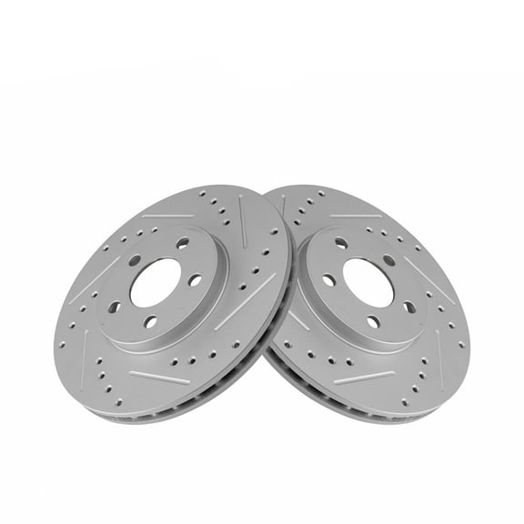 DAMAIJOY 2pcs Disc Brake Rotor Set Front Left Driver and Right Passenger Side Coated Cast Iron Drilled and Slotted for Chrysler for PT Cruiser 2001-2010,for Dodge for Neon 2003-2005