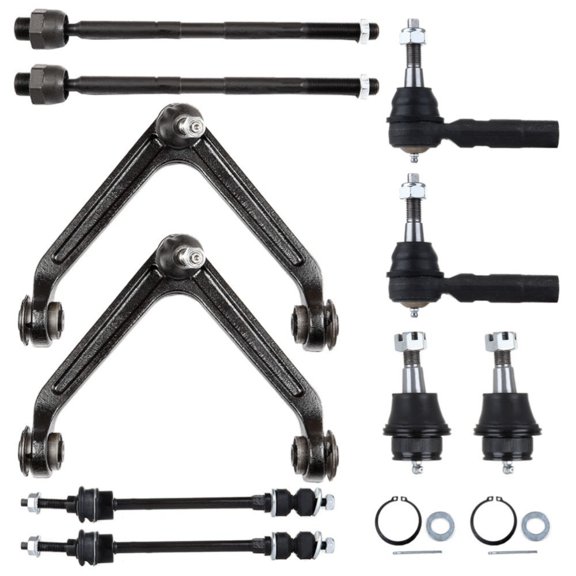 DAMAIJOY 2pcs Front Lower Ball Joints 2pcs Front Stabilizer Bar Linkages 4pcs Front Inner Outer Tie Rod Suspension Kit Alloy Steel Coated 4WD for Dodge for Ram 1500 2002-2005 Mounting Hardware
