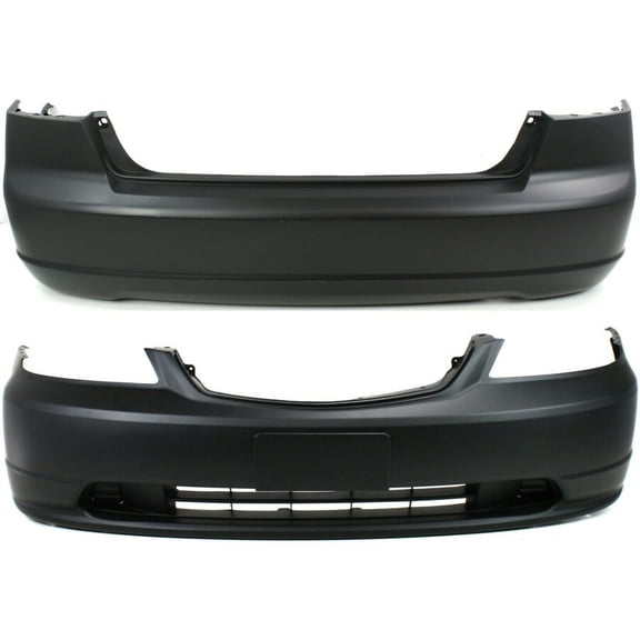 DAMAIJOY 2pcs Front & Rear Primed Plastic Bumper Cover Facials for Honda for Civic DX/EX//LX 2001-2003 HO1000197 HO1000197C