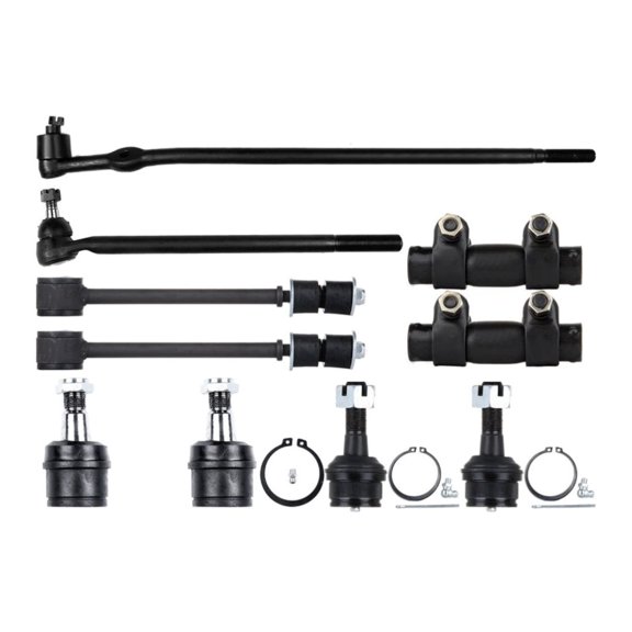 DAMAIJOY 2pcs Front Upper Ball Joint 1pc Front Inner Tie Rod End 2pcs Front Tie Rod Adjusting Sleeve 2pcs Front Stabilizer Sway Bar End Linkage Suspension Kit Alloy Steel Coated for F250 85-94