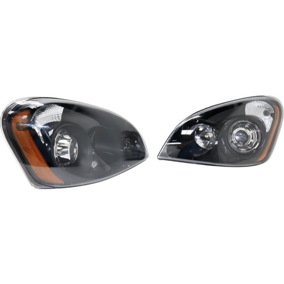 DAMAIJOY 2pcs Headlight Left Right Side Clear Lens Black Interior Lens Headlamp for Freightliner for Cascadia 125 08-14 & 113 09-14 & Base 10-14 Without Bulb(S)-Assembly 16572526