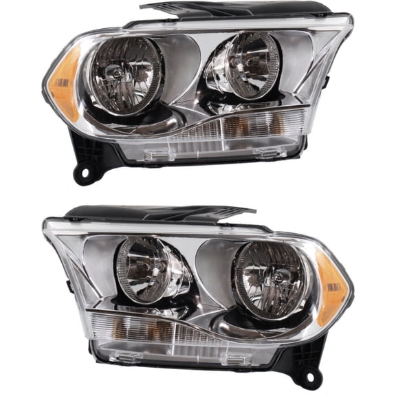 DAMAIJOY 2pcs Headlight Left Right Side Clear Lens Chrome Interior Lens for Dodge for Durango Crew/SXT 11-13 & Crew Plus/Special 12-13 with Bulb(S)-Assembly (2) Headlights
