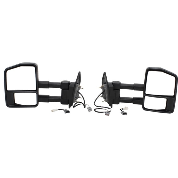 DAMAIJOY 2pcs Left & Right Side Chrome Power Non-Heated Operate Manual Folding Exterior Door Rear View Mirror Tow Mirror & Glass for F550/F450/F350/F250/E450/E350 SuperDuty Without Auto-Dimming