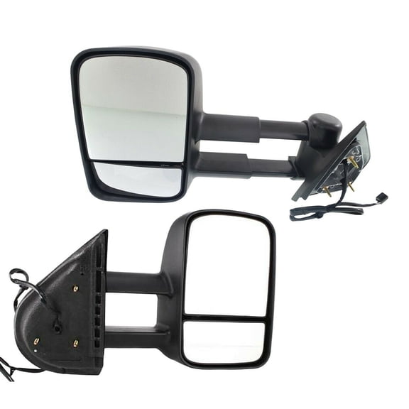 DAMAIJOY 2pcs Left & Right Side Textured Black Power Heated Operate Manual Folding and Telescoping Exterior Door Rear View Mirror Tow Towing Mirror for GMC,for Chevy (2) Mirrors GM1322113
